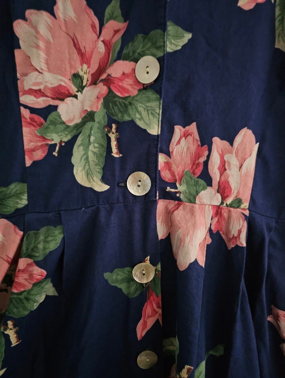 Vintage Carol Anderson California Floral Midi Dress USA Cotton M Cottagecore - Picture 3 of 15